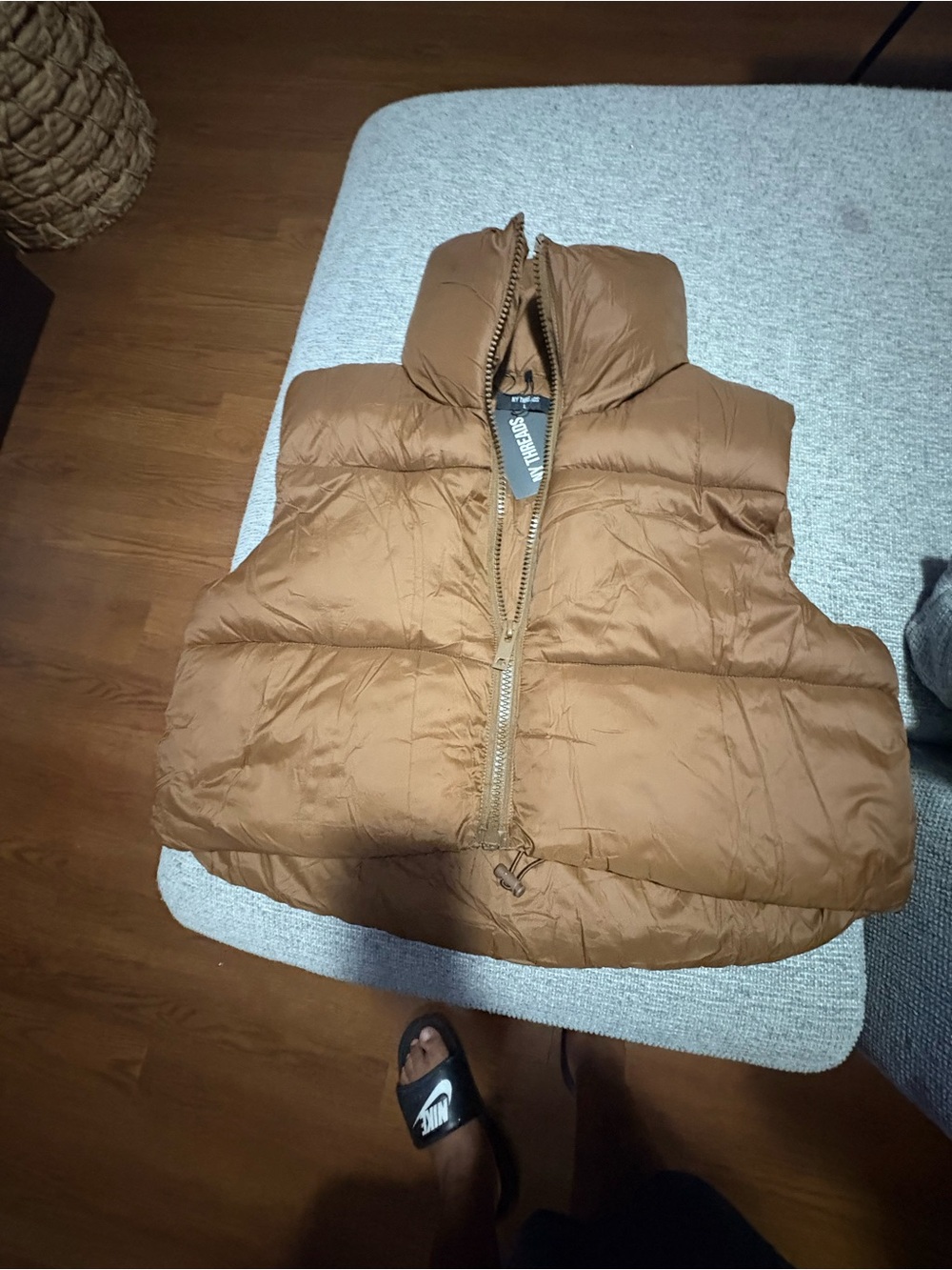 NY Threads brown puffer vest #puffer #outerwear